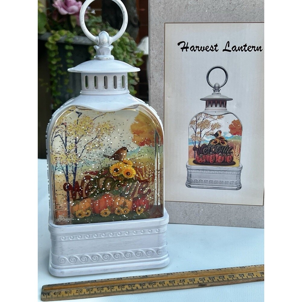 SVI Harvest Lantern Autumn Glitter Globe Bird Pumpkin Wagon Fall New in Box